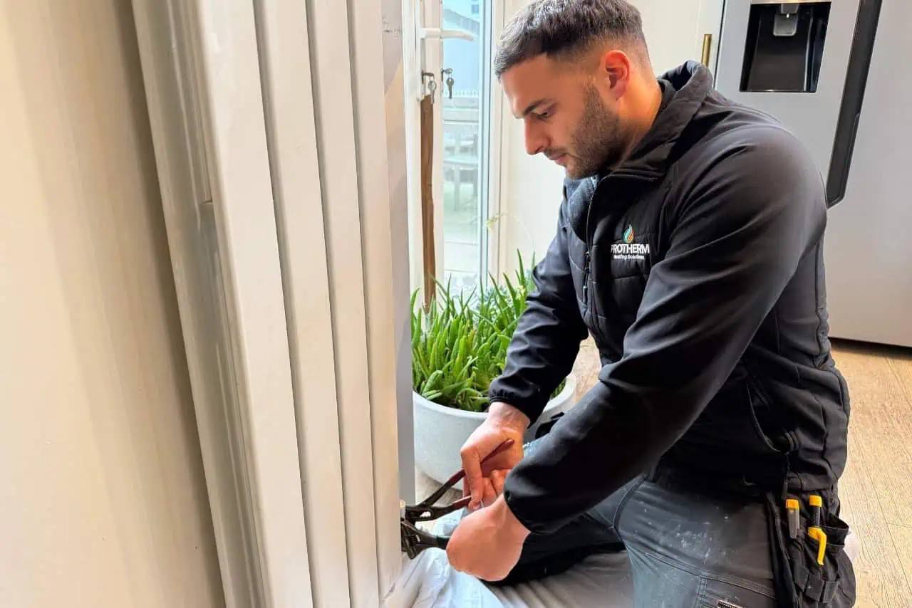 Alex from protherm fitting a new radiator
